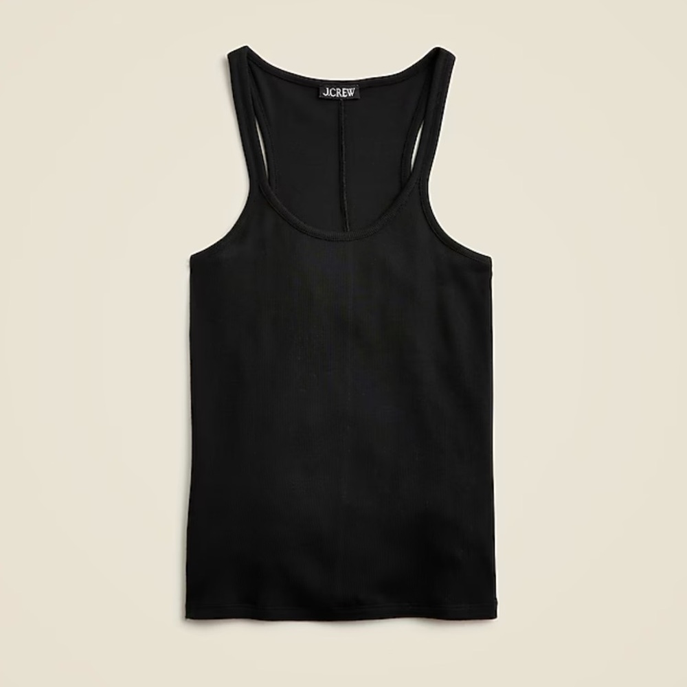J.Crew Fine rib racerback tank top in Black NWT